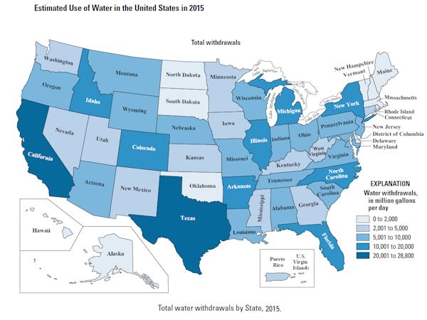Water Usage United States 2015